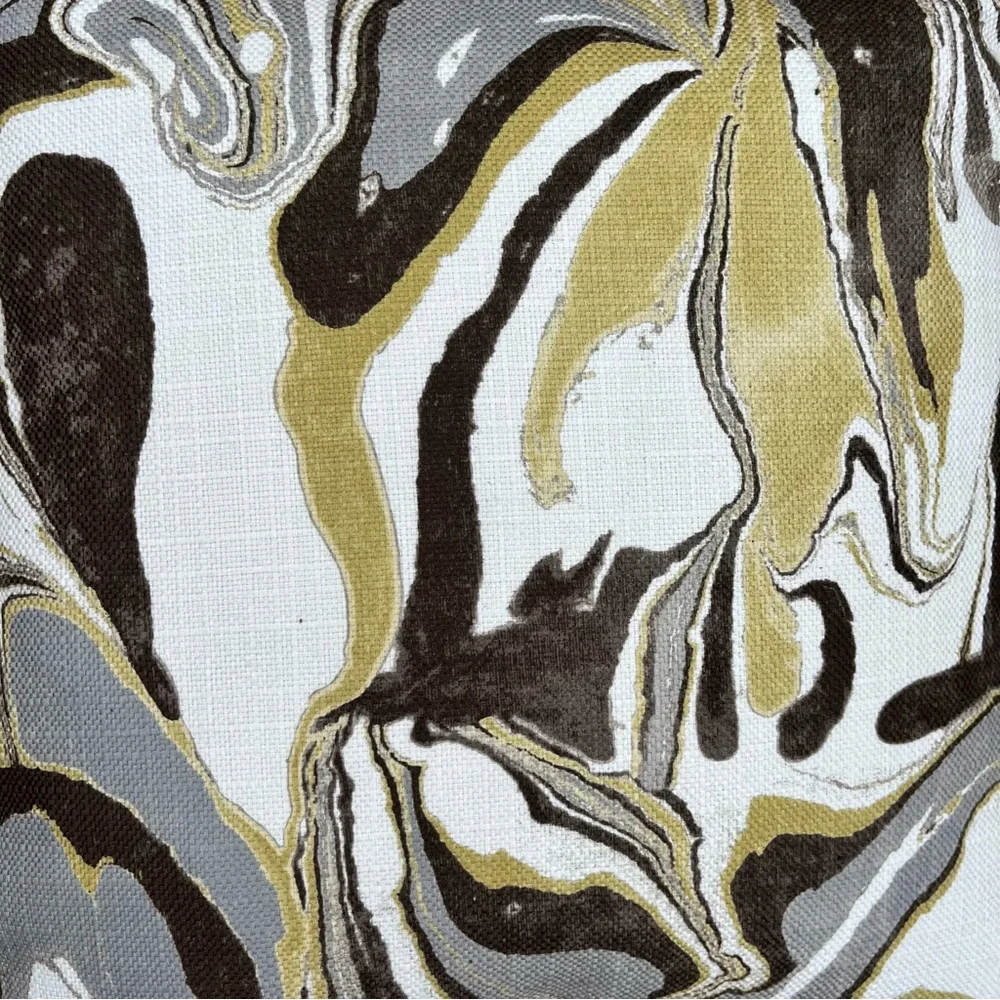 NEW Canaan Feather Throw Pillow Swirl Yellow Gray